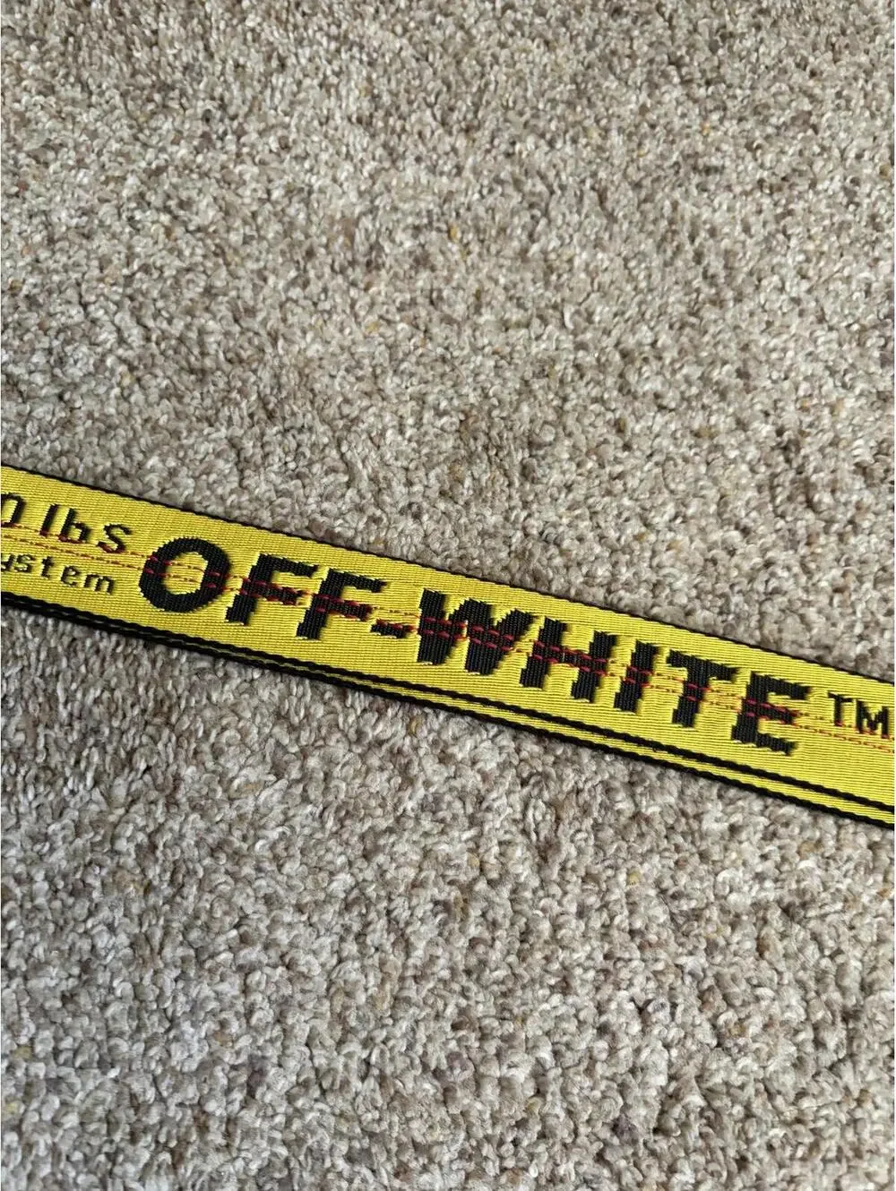 Off-White industrial yellow web logo belt